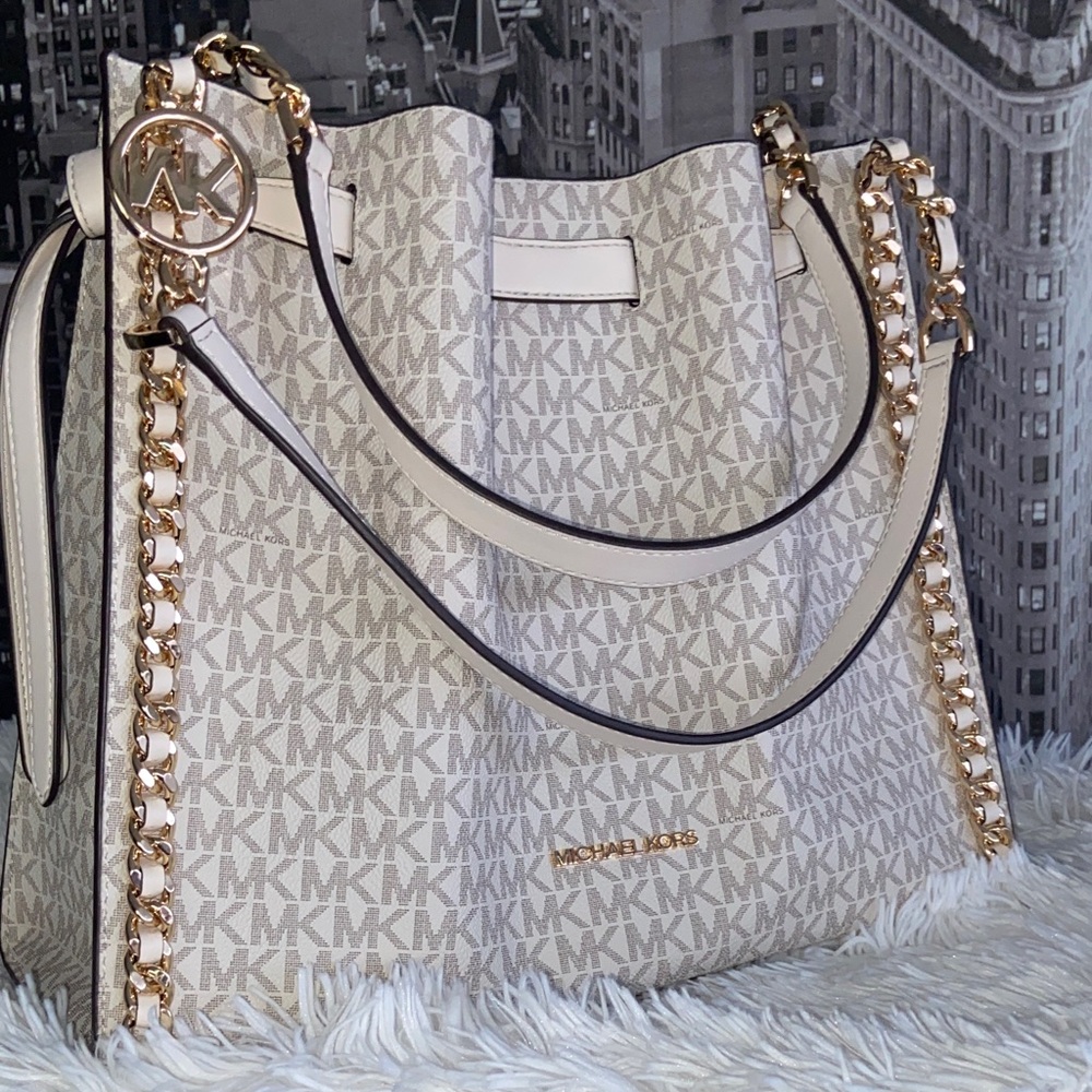 Michael Kors Mina Large Signature Logo Chain Shoulder Bag